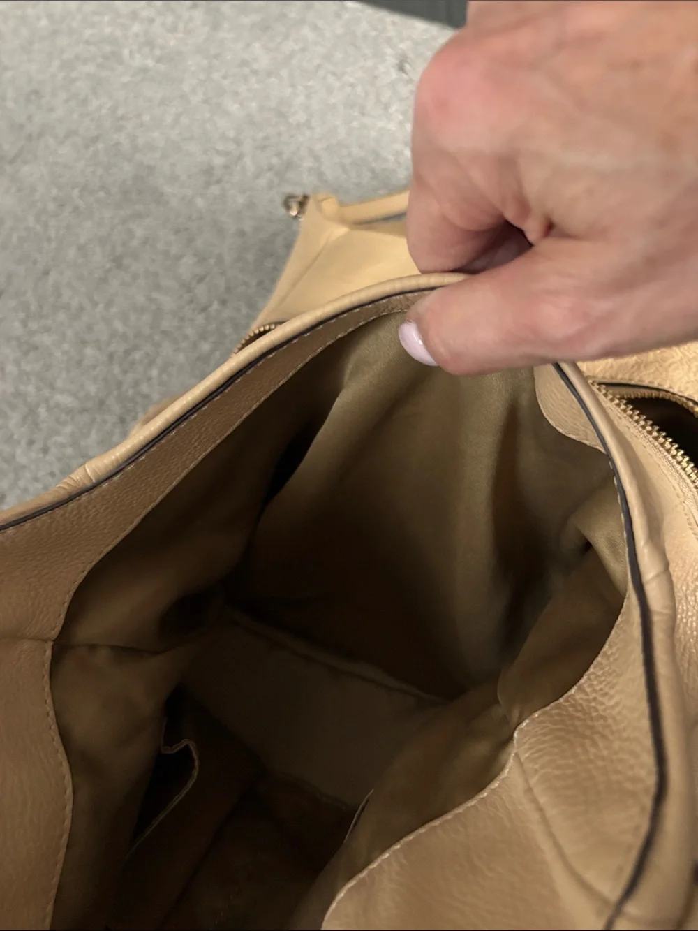 Coach Pebbled Leather Hobo Bag in Warm Beige